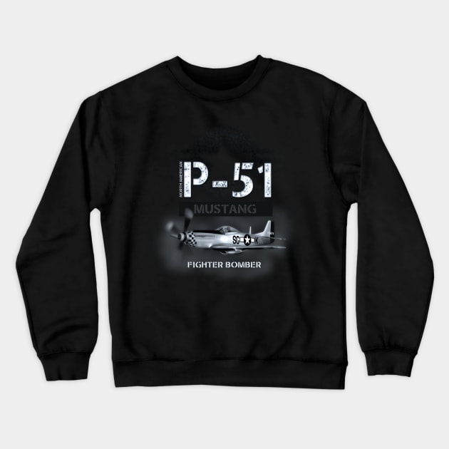 P51 Mustang Fighter Bomber Crewneck Sweatshirt by hardtbonez